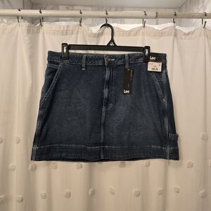 Lee Blue Denim Jean Skirt Mid Crush High Rise Mini Skirt Size 14m